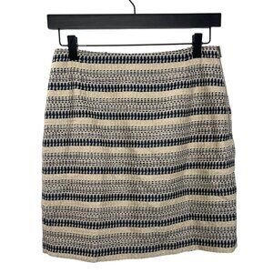 Banana Republic Heritage Skirt Womens 2 Cream Gold Metallic Mini Striped